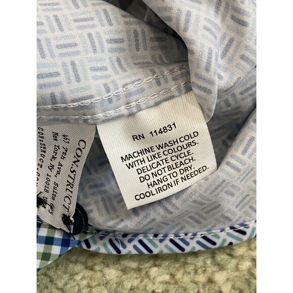 Con.Struct Long Sleeve Button Shirt Mens XXL Blue Plaid Slim Fit 4-Way Stretch - Picture 6 of 9